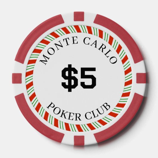 Monte Carlo Smooth mit eigener Marke $5 14 Gram Pokerchips (Vorderseite)