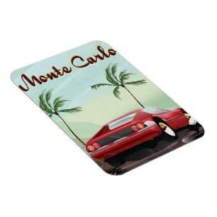 Monte Carlo Sportwagen Reiseplakat Magnet