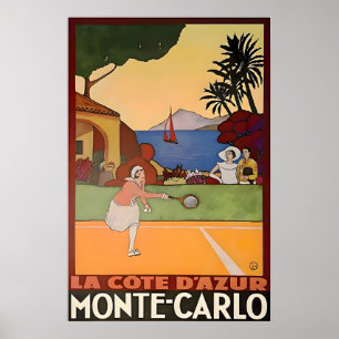 Monte Carlo Tennis Druck Französische Riviera Kuns Poster