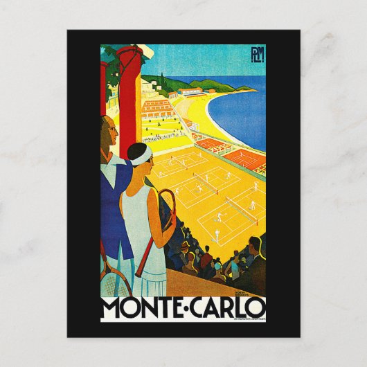 Monte Carlo Vintage Travel Poster Postkarte (Vorderseite)