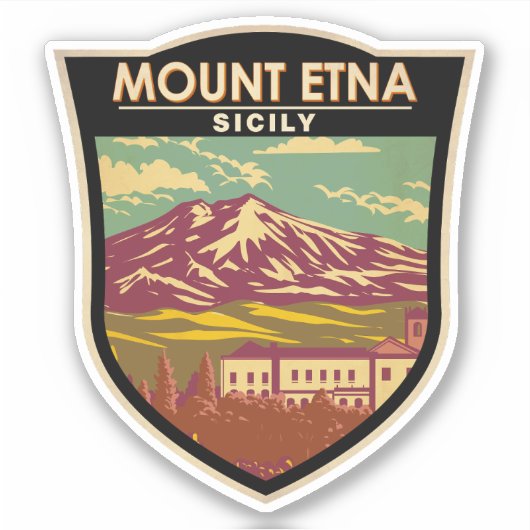 Monte Etna Sizilien Kunstvoll wandern Vintag Aufkleber (Vorderseite)