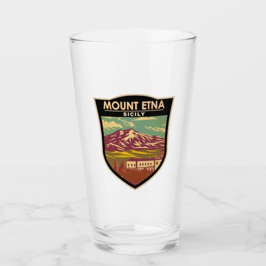 Monte Etna Sizilien Kunstvoll wandern Vintag Glas (Vorderseite)