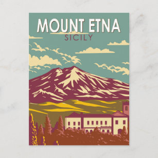 Monte Etna Sizilien Kunstvoll wandern Vintag Postkarte