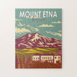 Monte Etna Sizilien Kunstvoll wandern Vintag Puzzle<br><div class="desc">Ätna in Vektorart-Stil. Der Ätna liegt an der Ostküste Siziliens zwischen den Städten Messina und Catania Italien</div>