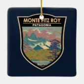 Monte Fitz Roy Patagonia Reisen Vintag Keramikornament (Rückseite)