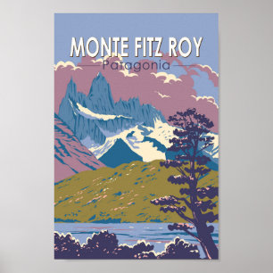Monte Fitz Roy Patagonia Reisen Vintag Poster