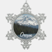 Monte Hood, Oregon Landschaft Schneeflocken Zinn-Ornament (Vorderseite)