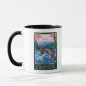 Monte Hood, OregonFisherman Scene Tasse (Links)