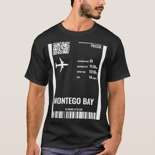 Montego Bay Jamaica Boarding Pass Airline Ticket T T-Shirt (Vorderseite)