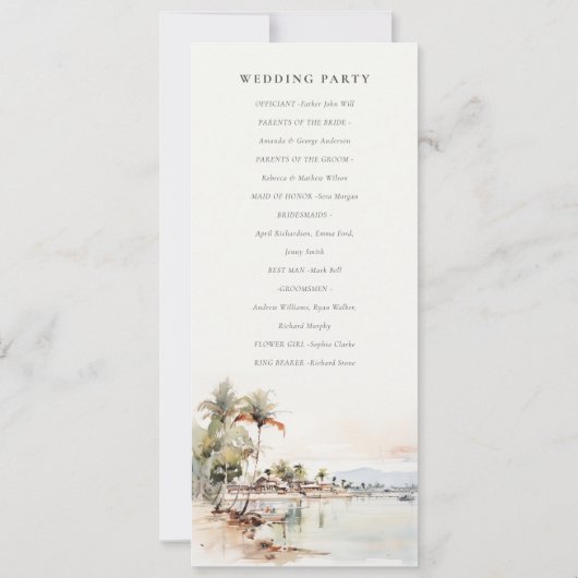 Montego Bay Jamaica Landscape Wedding Program Einladung (Rückseite)