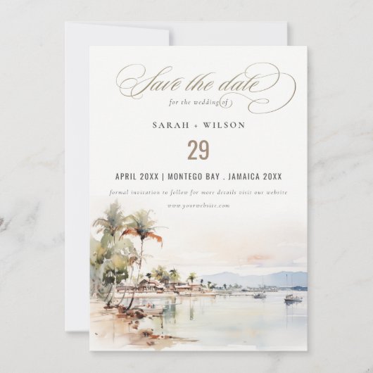 Montego Bay Jamaica Landschaft Foto Wedding Save The Date (Vorderseite)