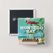 Montego Bay Jamaica Reiseplakat Button (Vorne & Hinten)