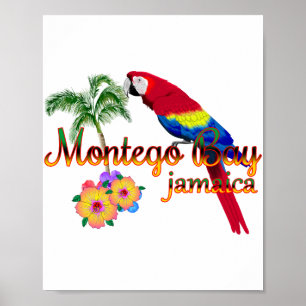 Montego Bay Jamaica Tropical Parrot Poster