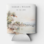 Montego Bay Jamaica Wasserfarbenwelt Hochzeit Dosenkühler (Rückseite)