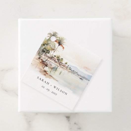 Montego Bay Jamaica Wasserfarbenwelt Hochzeit Geschenkanhänger (Beispiel)