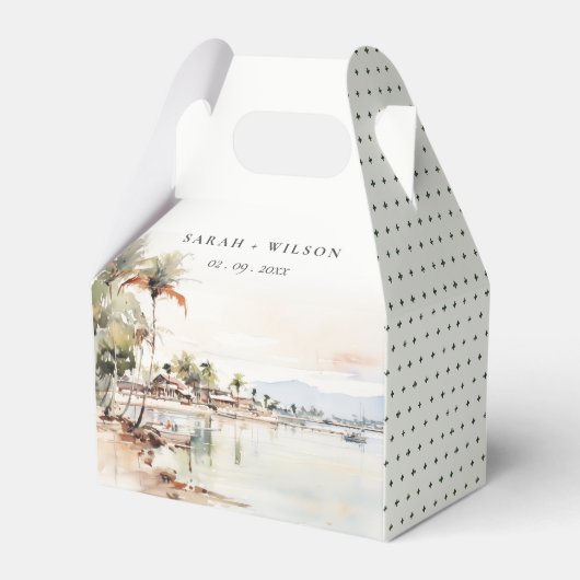 Montego Bay Jamaica Wasserfarbenwelt Hochzeit Geschenkschachtel (Vorderseite)