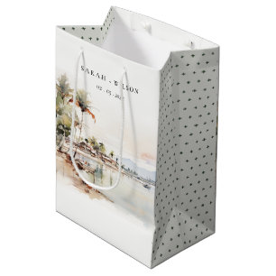 Montego Bay Jamaica Wasserfarbenwelt Hochzeit Mittlere Geschenktüte