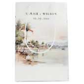 Montego Bay Jamaica Wasserfarbenwelt Hochzeit Mittlere Geschenktüte (Vorderseite)