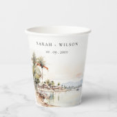 Montego Bay Jamaica Wasserfarbenwelt Hochzeit Pappbecher (Vorderseite)