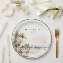 Montego Bay Jamaica Wasserfarbenwelt Hochzeit Pappteller