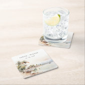 Montego Bay Jamaica Wasserfarbenwelt Hochzeit Rechteckiger Pappuntersetzer (Vor Ort)