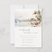 Montego Bay Jamaica Wasserfarbenwelt Hochzeit RSVP Karte (Vorderseite)