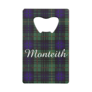 Monteith Clan karierter schottischer Kilt Tartan Geldbeutel Flaschenöffner