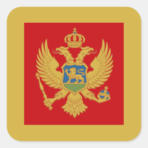 montenegrinische Flagge & Wappen, Montenegro Quadratischer Aufkleber