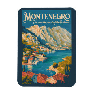 Montenegro Balkan Illustration Reise Kunst Vintage Magnet