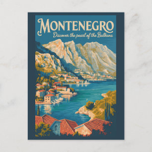 Montenegro Balkanen Illustration Reise Kunst Vinta Postkarte