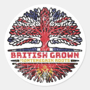Montenegro - Britische Tree Roots-Flagge des Verei Runder Aufkleber