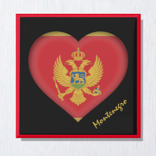 Montenegro Fahne & Herz, Montenegro Urlaub /Sport Magnet