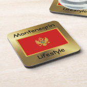 Montenegro Flag+Text-Untersetzer Getränkeuntersetzer (Linke Seite)