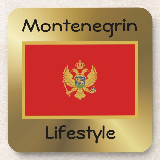 Montenegro Flag+Text-Untersetzer Getränkeuntersetzer (Vorderseite)