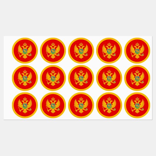 Montenegro-Flagge Etiketten (Blatt)