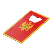 Montenegro-Flagge Geldbeutel Flaschenöffner (Vorderseite Schrägansicht)