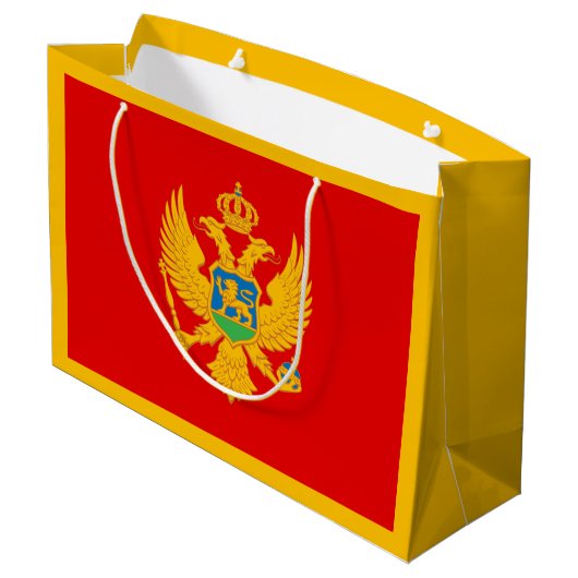 Montenegro-Flagge Große Geschenktüte (Rückseite Schrägansicht)