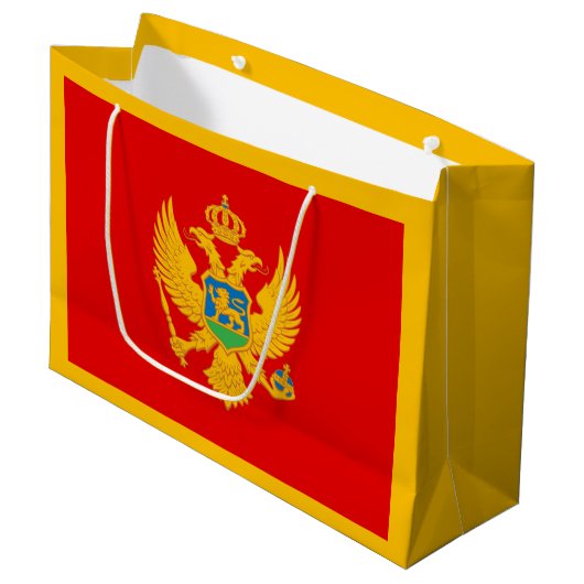 Montenegro-Flagge Große Geschenktüte (Vorderseite Schrägansicht)