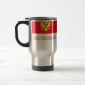 Montenegro-Flagge mit Namen Reisebecher (Links)