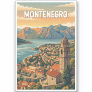 Montenegro Illustration Reise Kunst Vintage Aufkleber