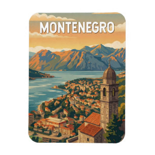 Montenegro Illustration Reise Kunst Vintage Magnet