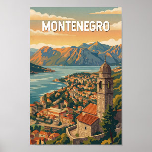 Montenegro Illustration Reise Kunst Vintage Poster