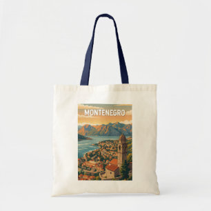 Montenegro Illustration Reise Kunst Vintage Tragetasche