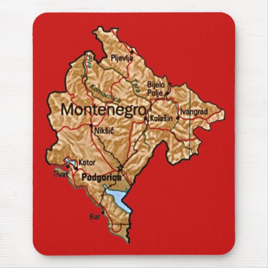 Montenegro-Karte Mousepad (Vorne)