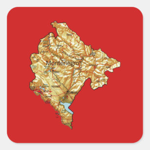 Montenegro-Kartenaufkleber Quadratischer Aufkleber