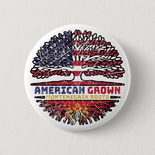 Montenegro Montenegrinisch Amerika Tree Roots Button (Vorderseite)