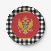 Montenegro Plate, elegantes Büffel kariert & Flag Pappteller (Vorderseite)