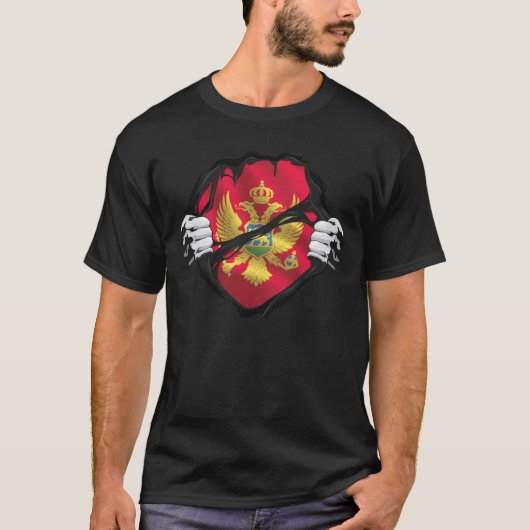 Montenegro Pure Roots Flag Black T-Shirt (Vorderseite)