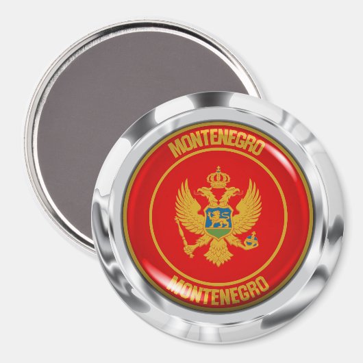 Montenegro-RundEmblem Magnet (Vorderseite/Rückseite)
