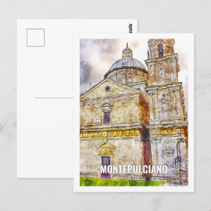 Montepulciano Frankreich Reiseort Aquarell Postkarte